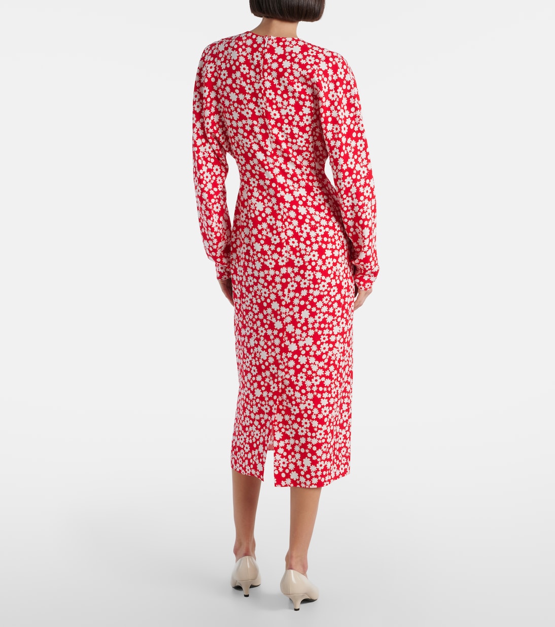 Abito midi Enver in raso con stampa | Marni