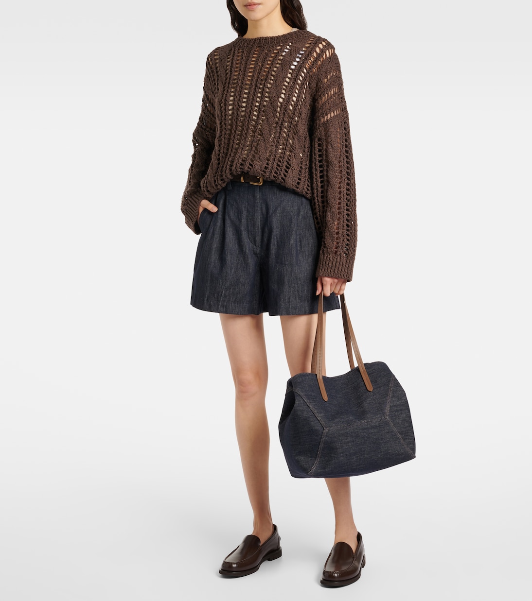 Borsa Duo Large in denim | Brunello Cucinelli