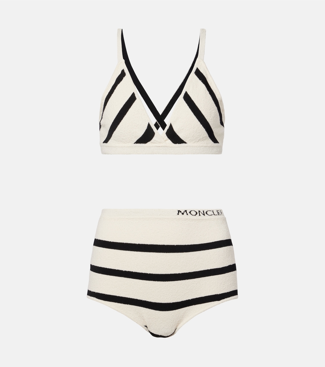 Bralette e slip in misto cotone a righe | Moncler