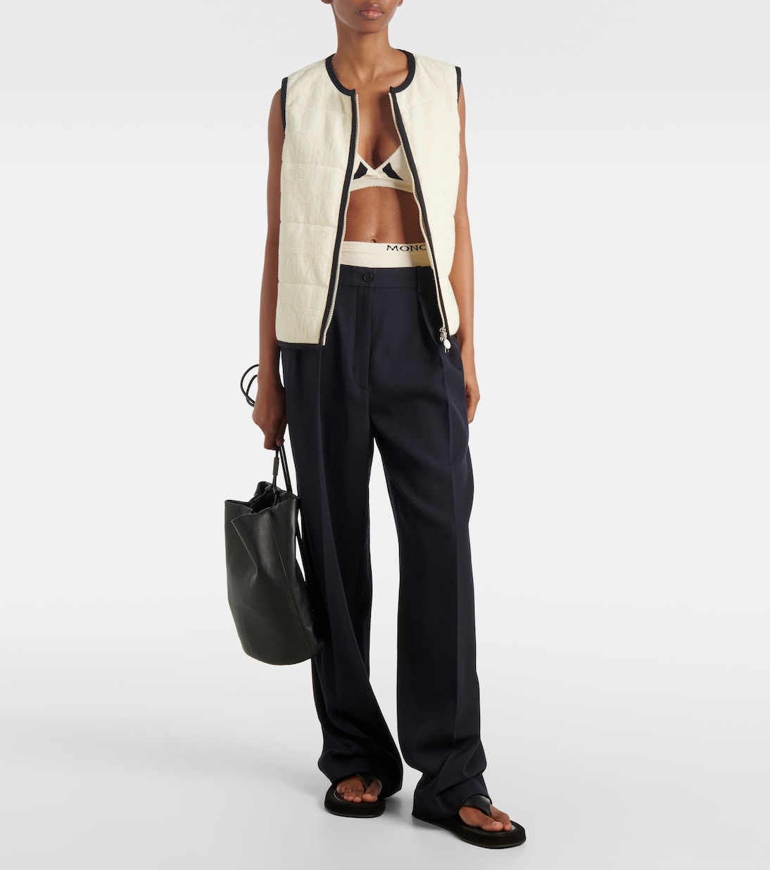 Bralette e slip in misto cotone a righe | Moncler