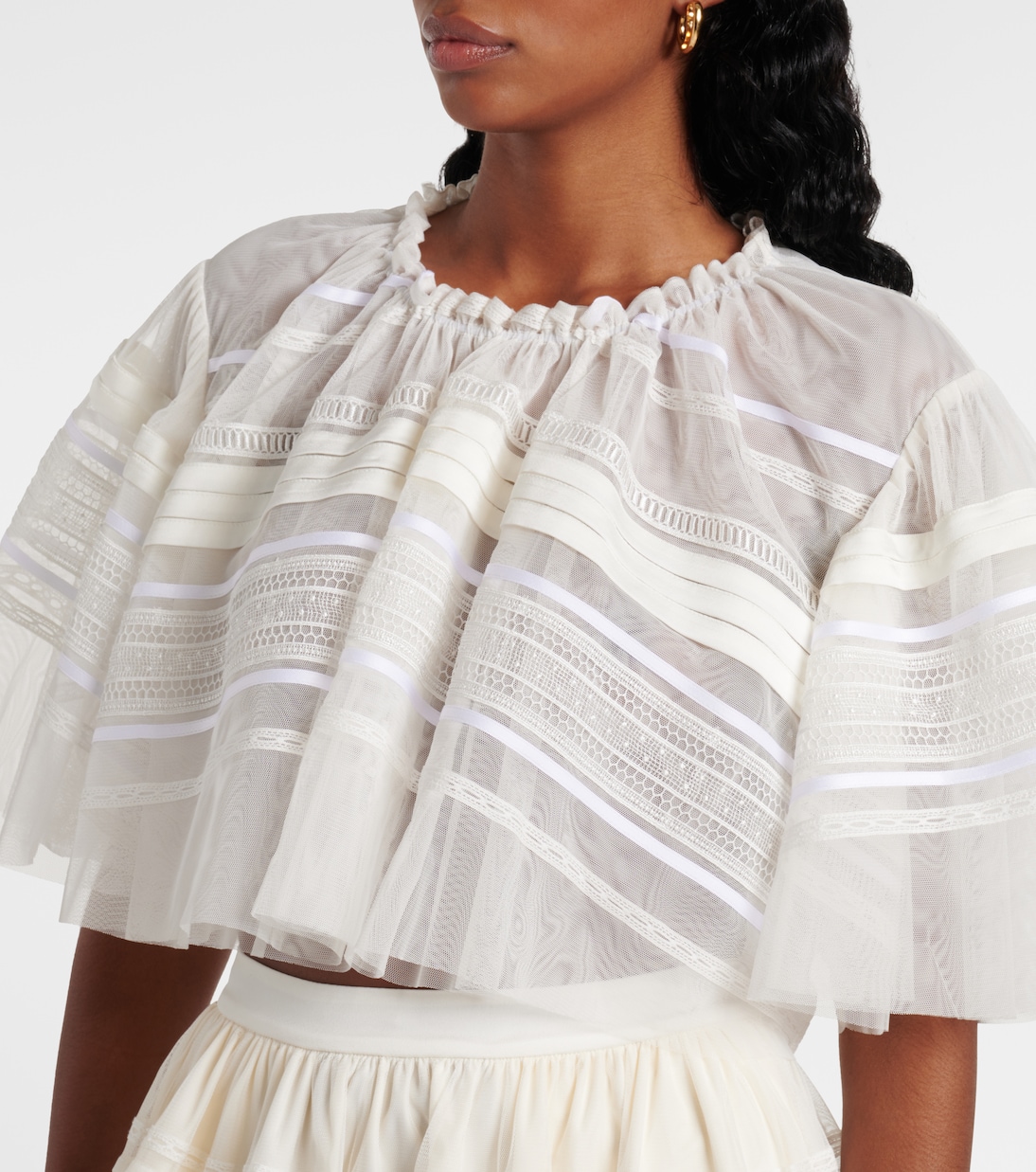 Top cropped in pizzo e tulle | Xu Zhi
