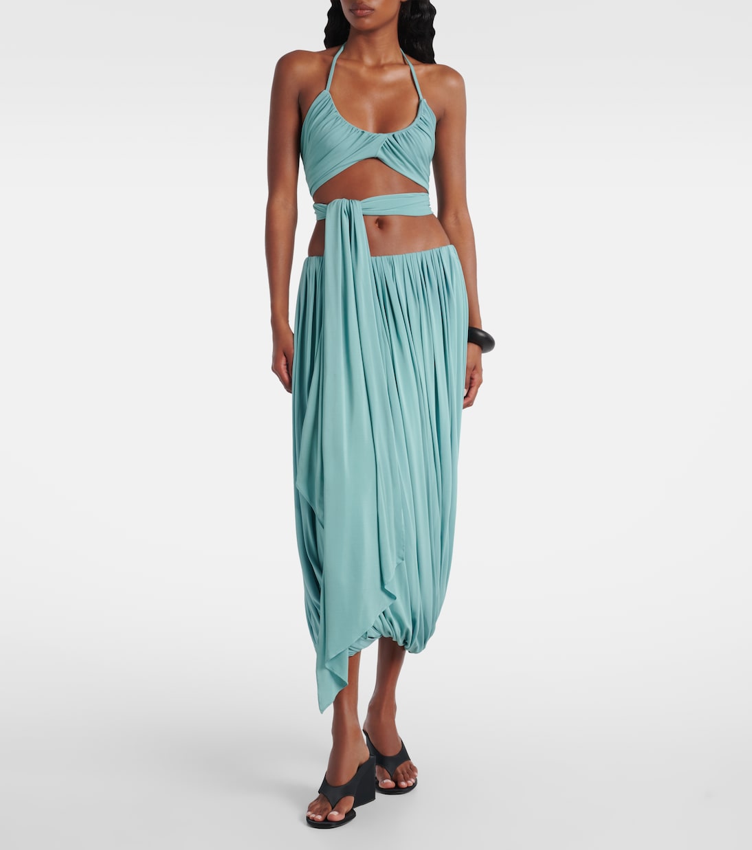 Gonna midi in jersey arricciato intrecciato | Alaïa