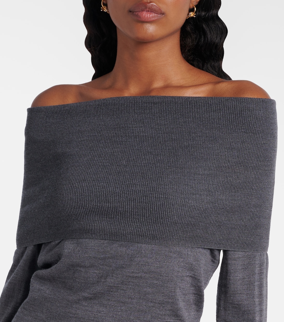 Top en laine vierge à encolure bardot | Stella McCartney