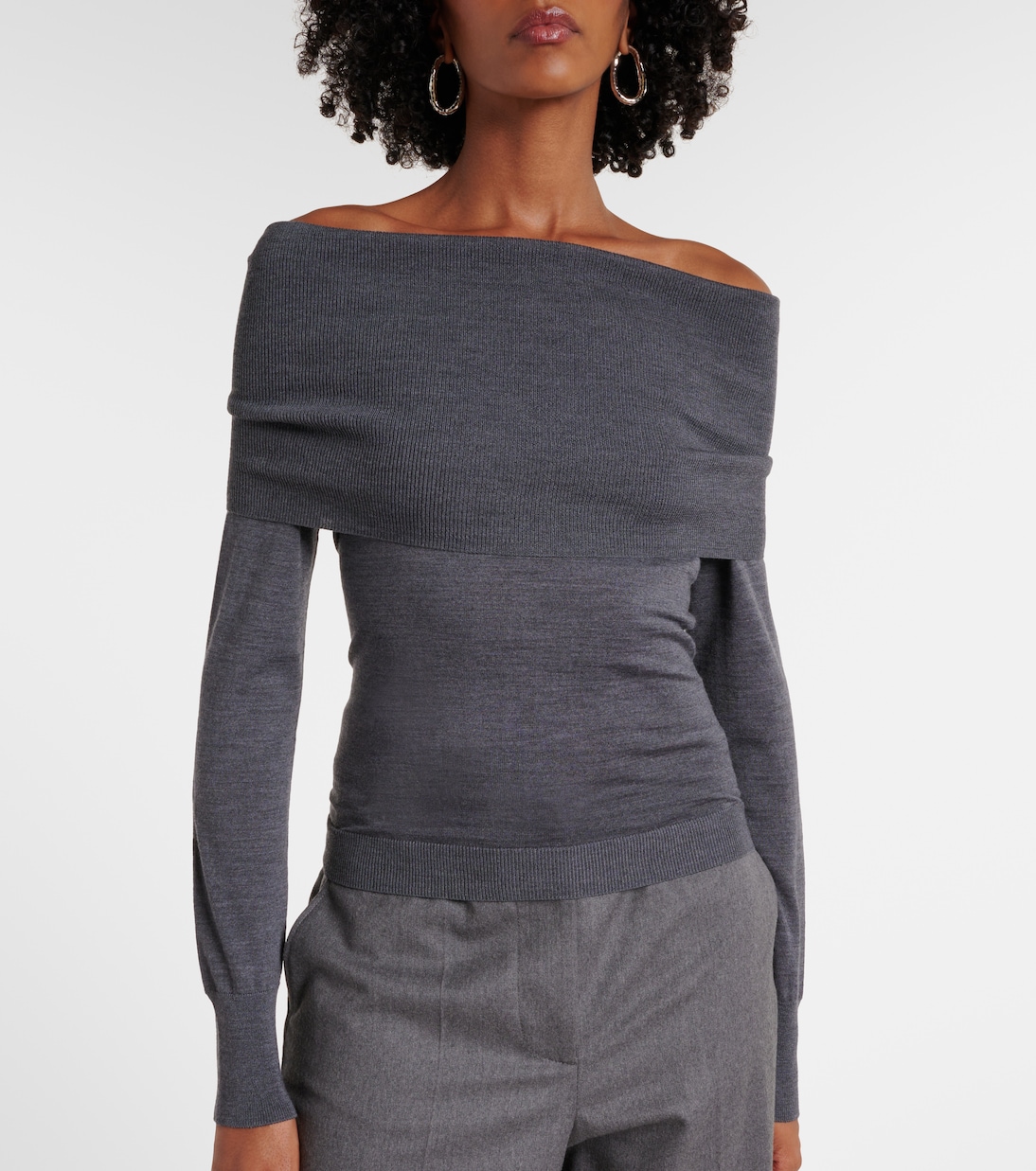 Top en laine vierge à encolure bardot | Stella McCartney