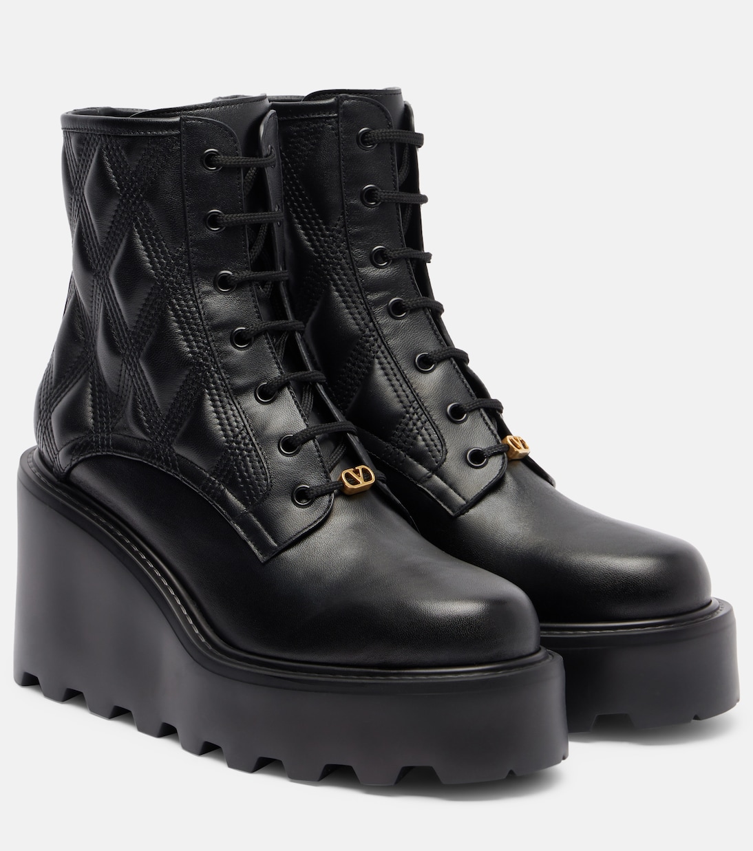 Quiltie 67 leather lace-up boots | Valentino Garavani