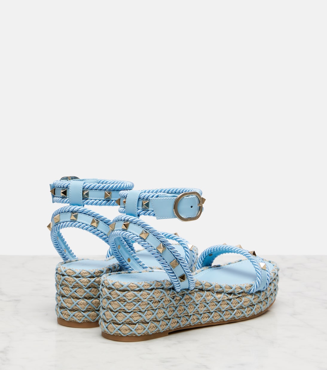 Espadrille-Sandalen Rockstud Torchon aus Leder | Valentino Garavani