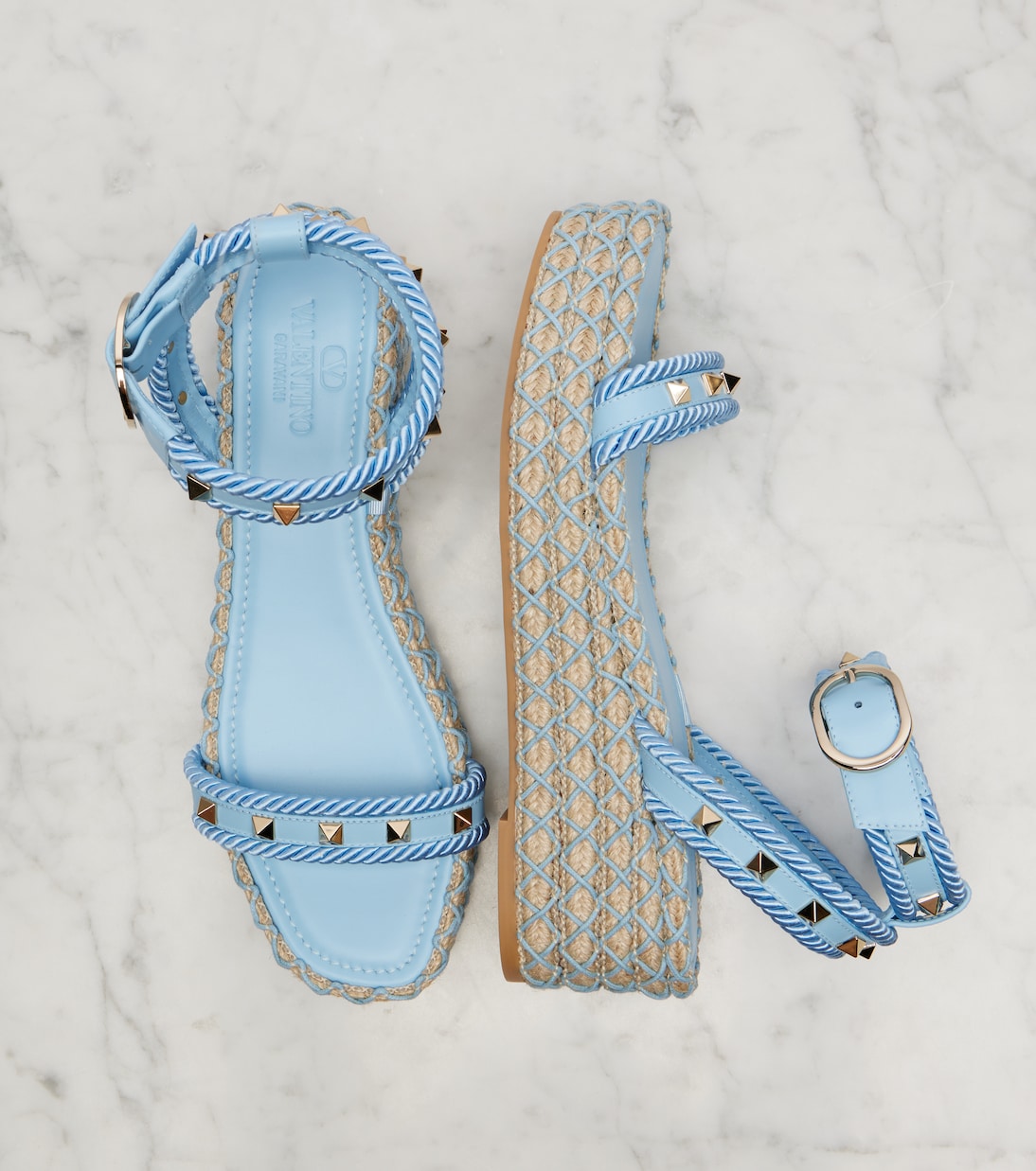 Espadrille-Sandalen Rockstud Torchon aus Leder | Valentino Garavani