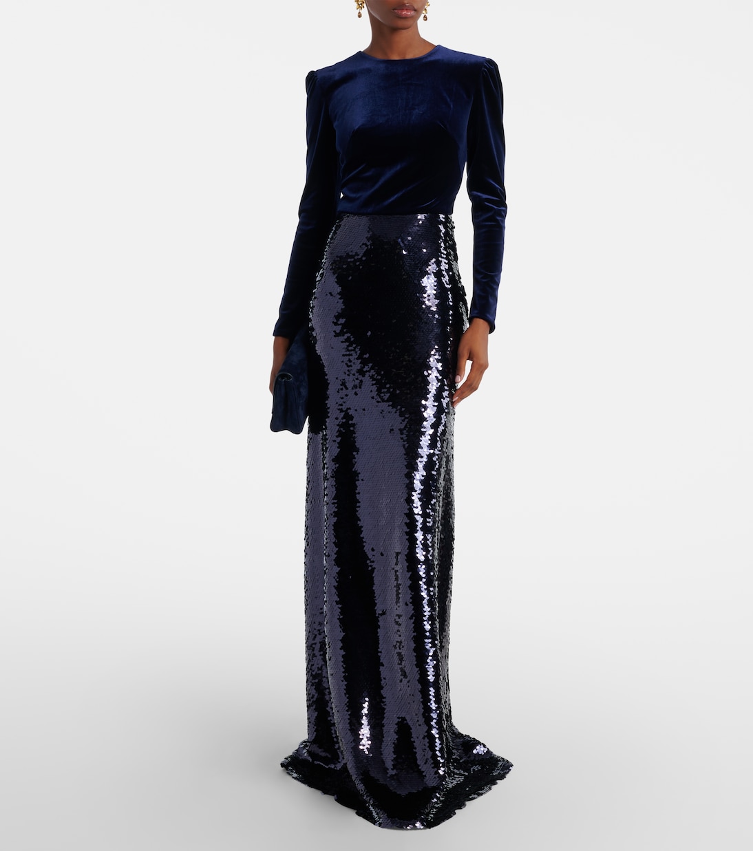 Robe longue en velours à sequins | Monique Lhuillier