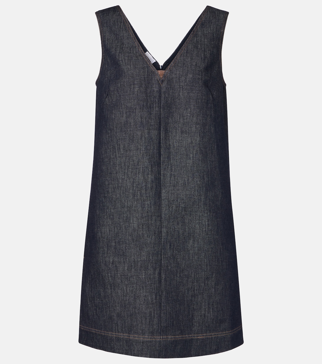 Vestido corto Monili de sarga de algodón | Brunello Cucinelli