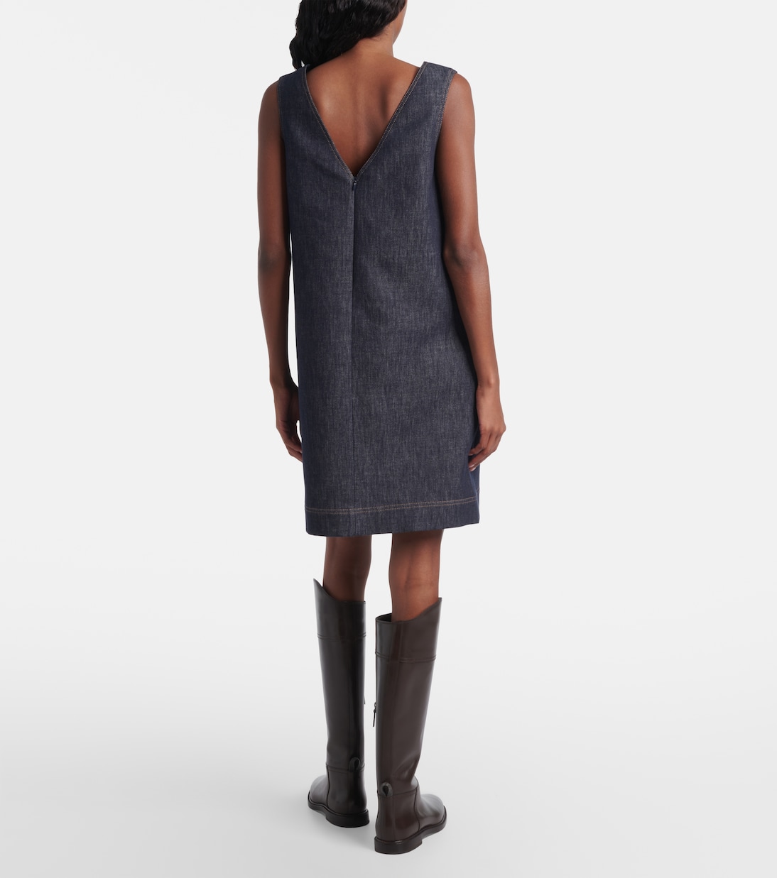 Vestido corto Monili de sarga de algodón | Brunello Cucinelli