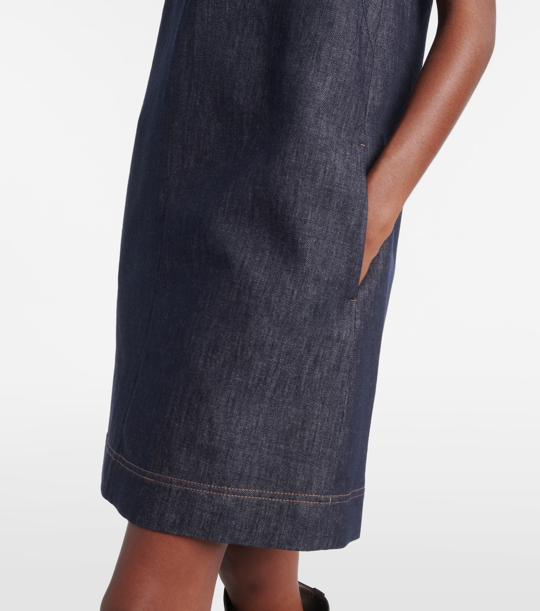 Vestido corto Monili de sarga de algodón | Brunello Cucinelli