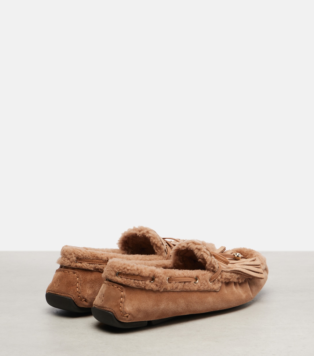 Manon F shearling-lined suede boat shoes | Jimmy Choo