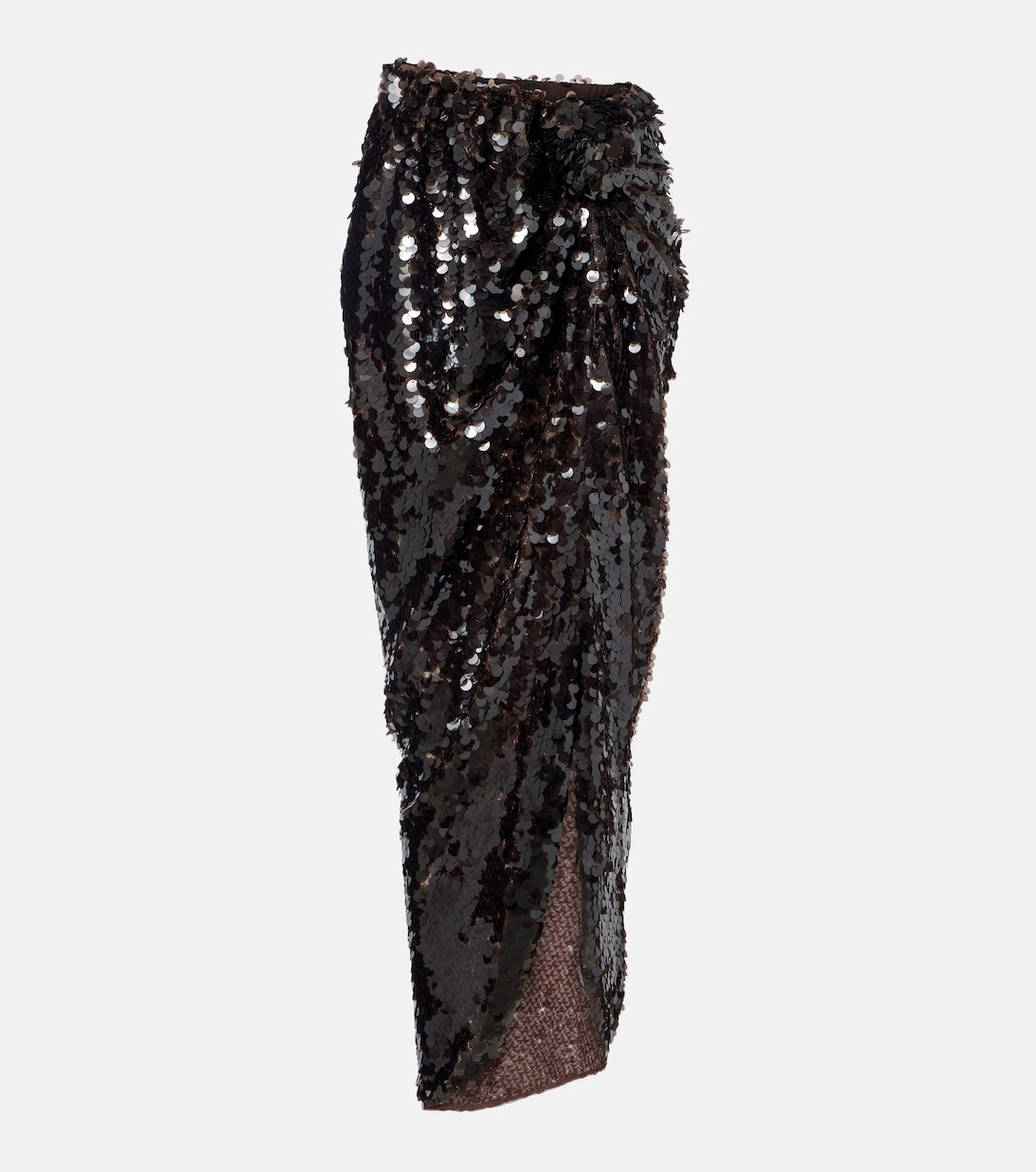 Asymmetric gathered sequined maxi skirt | Rotate
