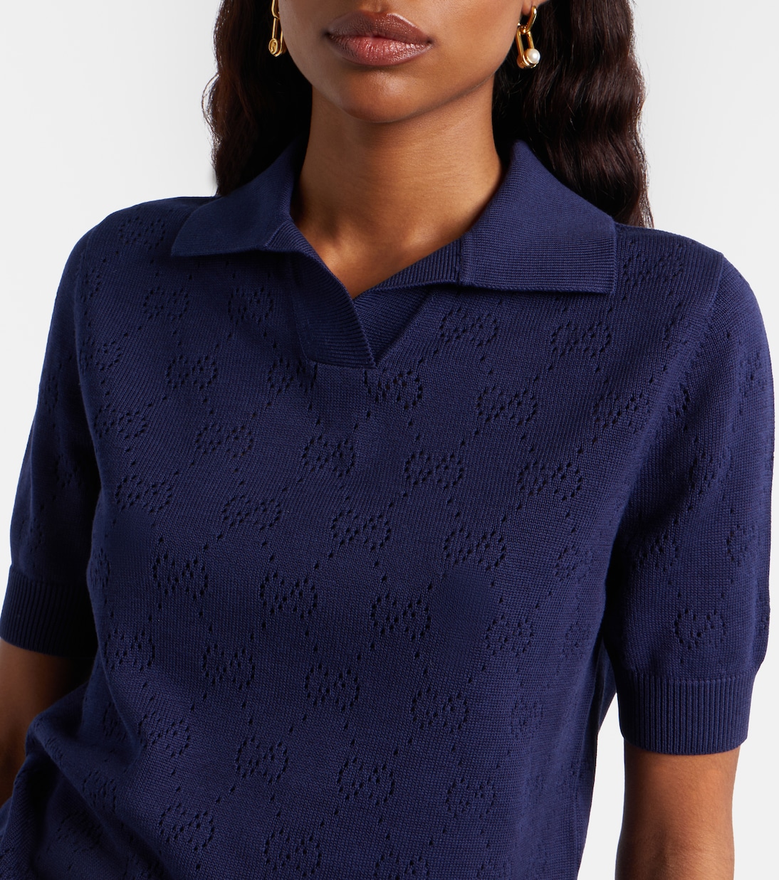 GG pointelle silk and cotton polo shirt | Gucci
