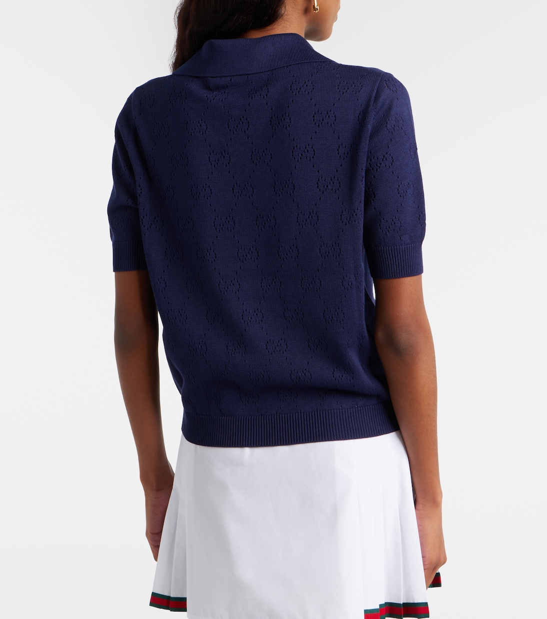 GG pointelle silk and cotton polo shirt | Gucci