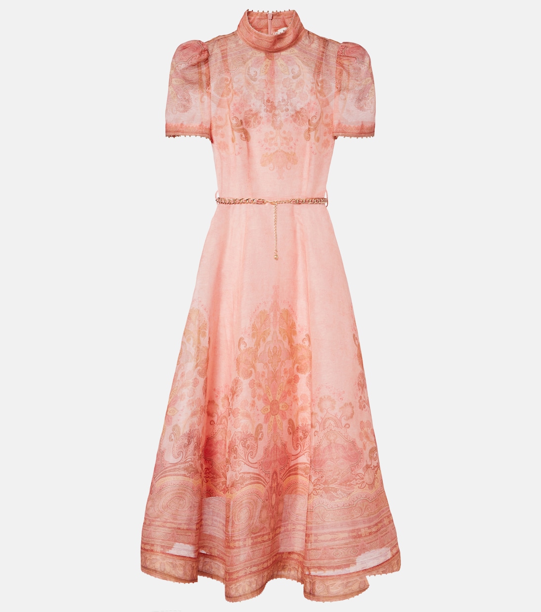 Belted paisley linen and silk midi dress | Zimmermann