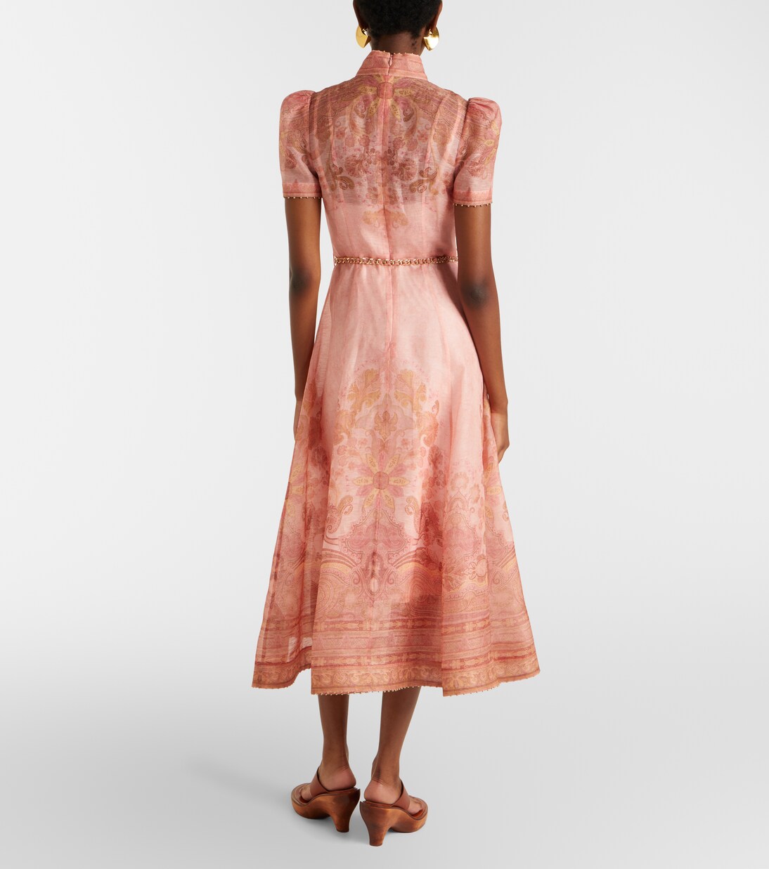 Belted paisley linen and silk midi dress | Zimmermann