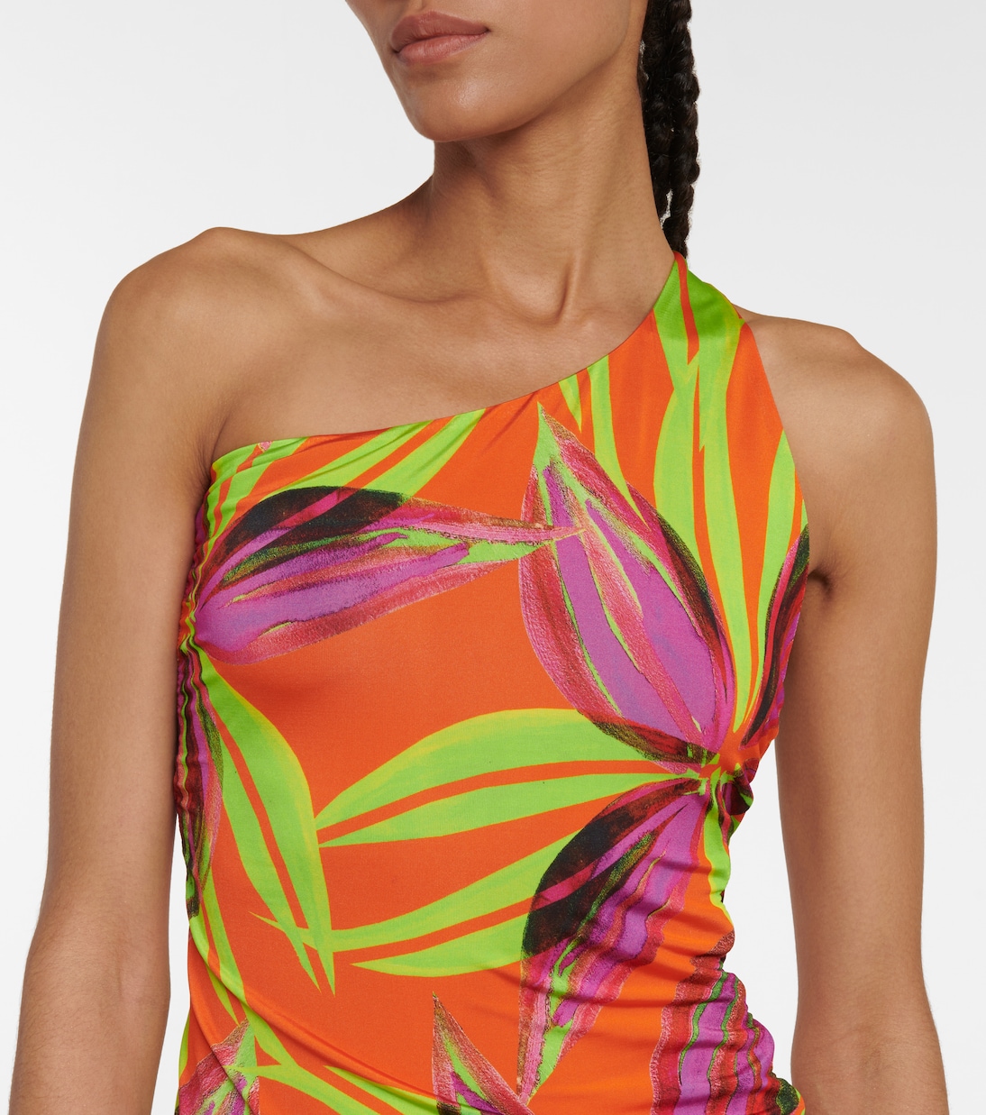 Plunge one-shoulder minidress | Louisa Ballou