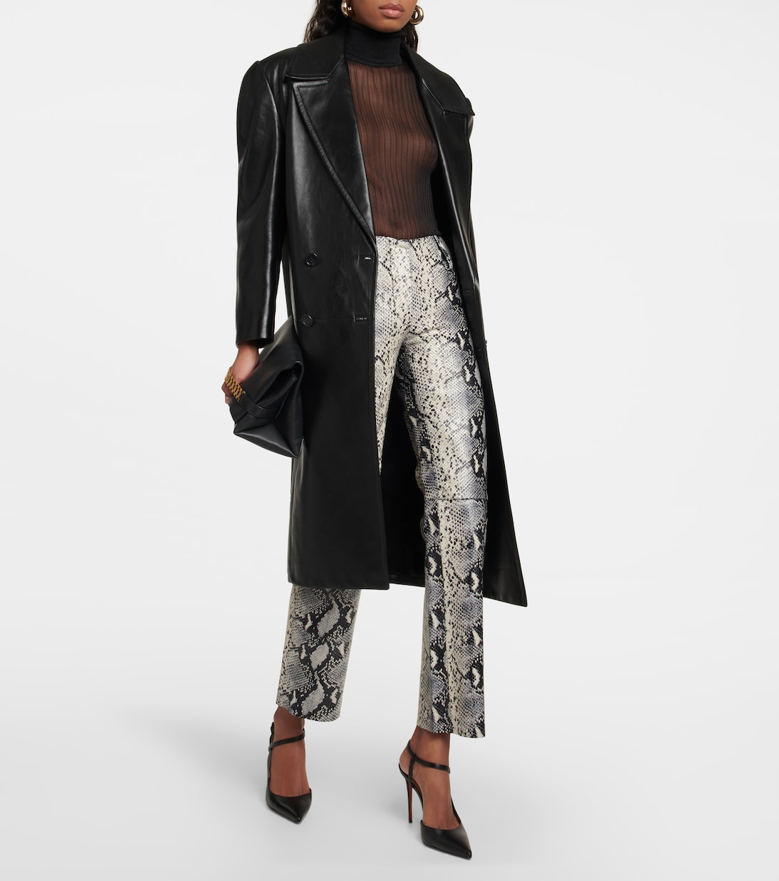 Snake-print straight leather pants | Victoria Beckham