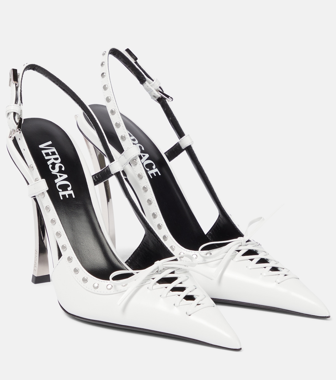 Versace black and white heels cheap