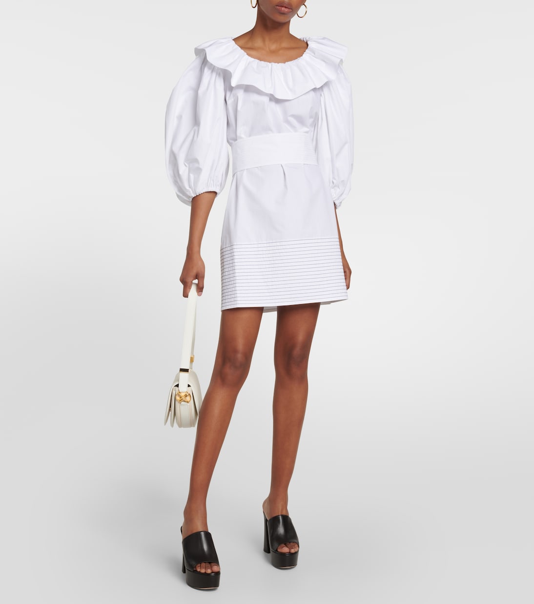 Puff-sleeve cotton minidress | Patou