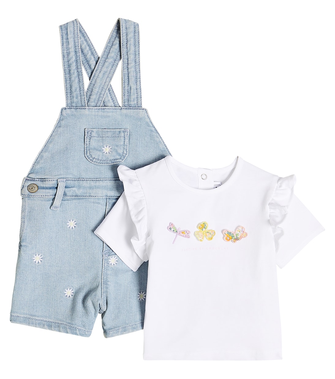 Baby embellished T-shirt and dungarees set | Tartine et Chocolat