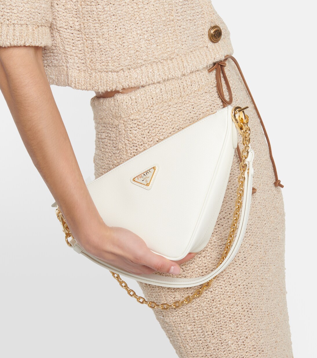 Schultertasche Triangle Mini aus Leder | Prada