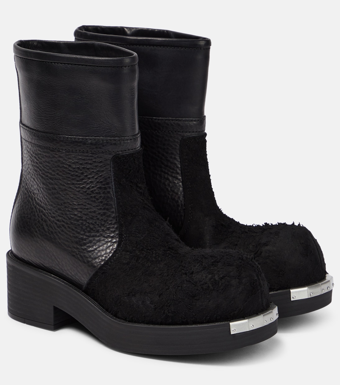 Leather and suede ankle boots in black MM 6 Maison Margiela Mytheresa