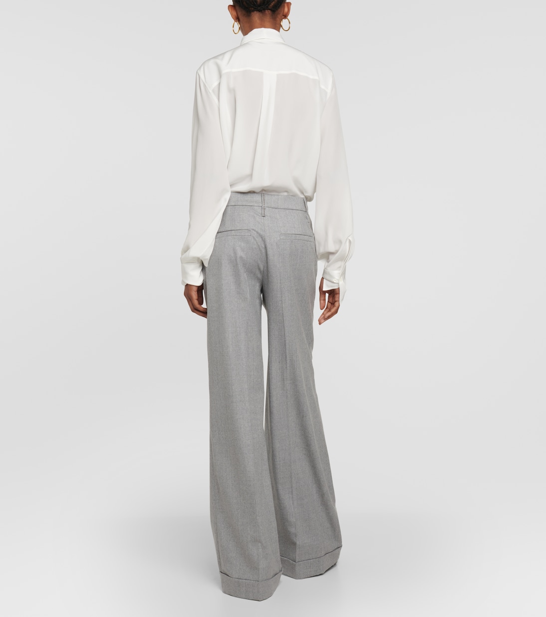 Weite High-Rise-Hose aus Wolle | Brunello Cucinelli