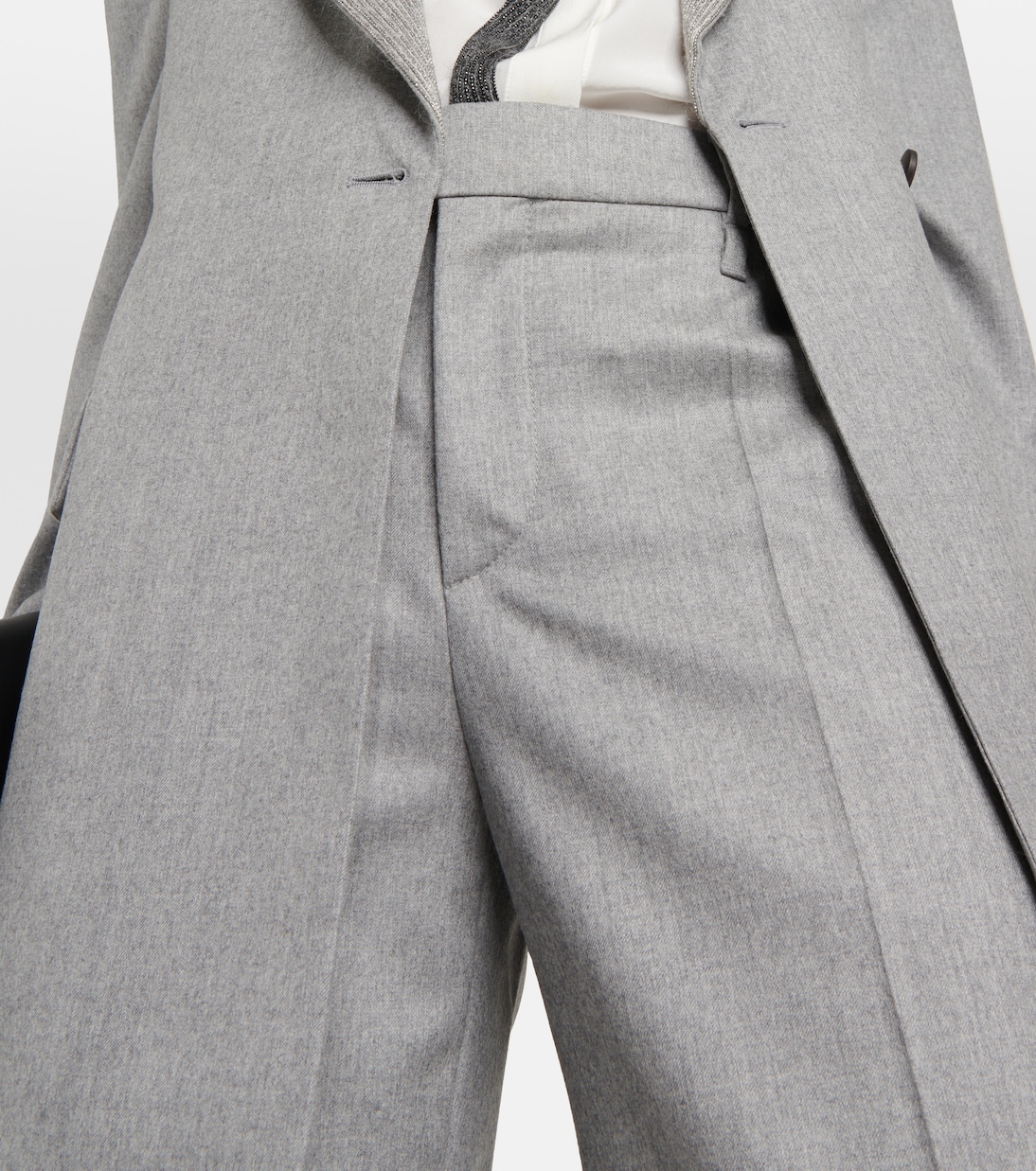 Weite High-Rise-Hose aus Wolle | Brunello Cucinelli