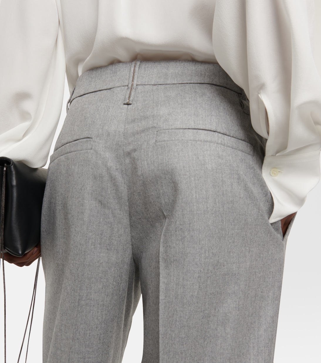 Weite High-Rise-Hose aus Wolle | Brunello Cucinelli