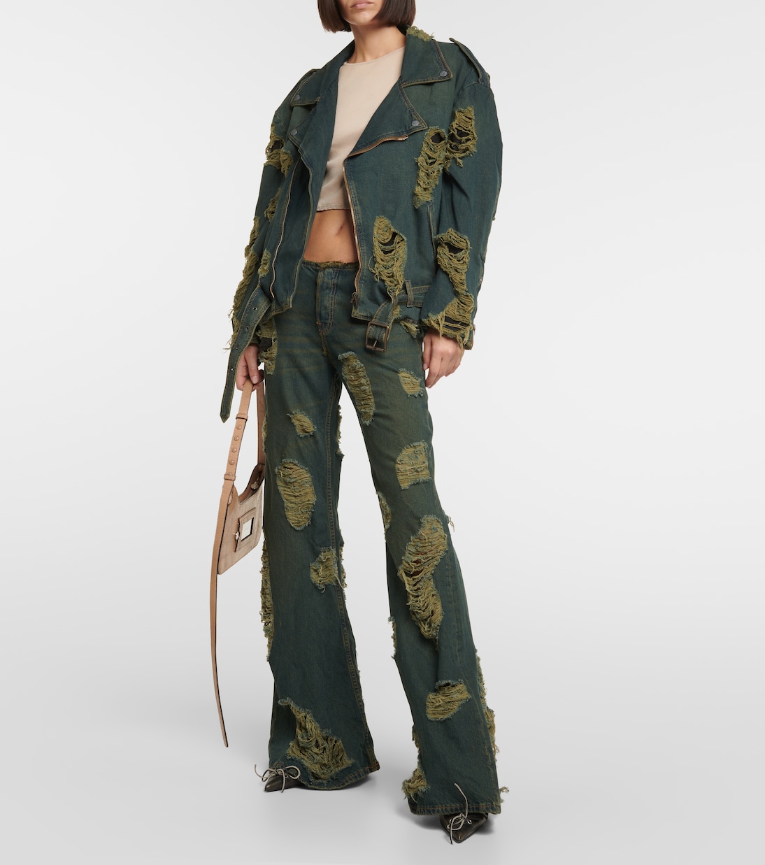 Chaqueta biker en denim desgastado | Acne Studios