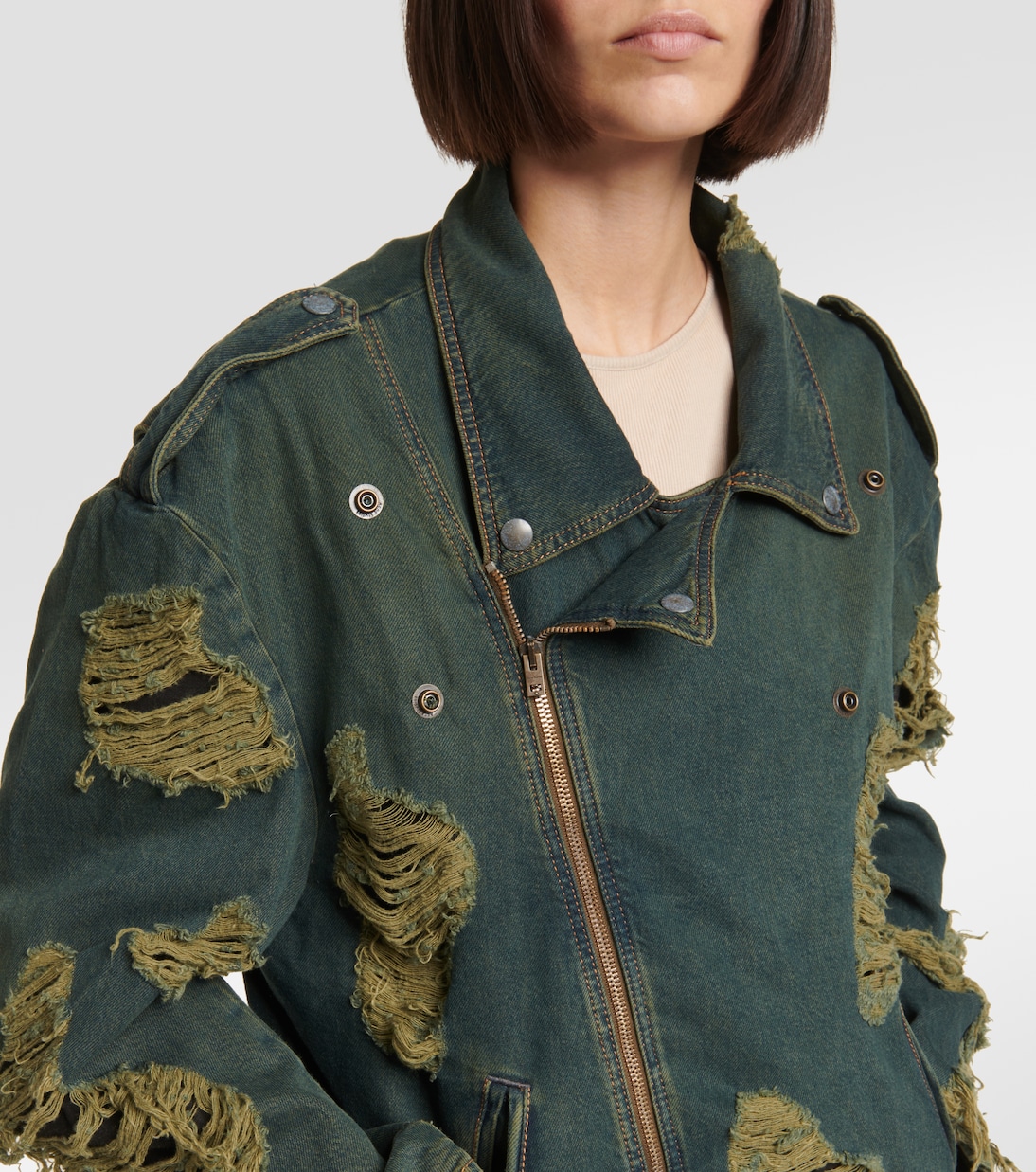 Chaqueta biker en denim desgastado | Acne Studios
