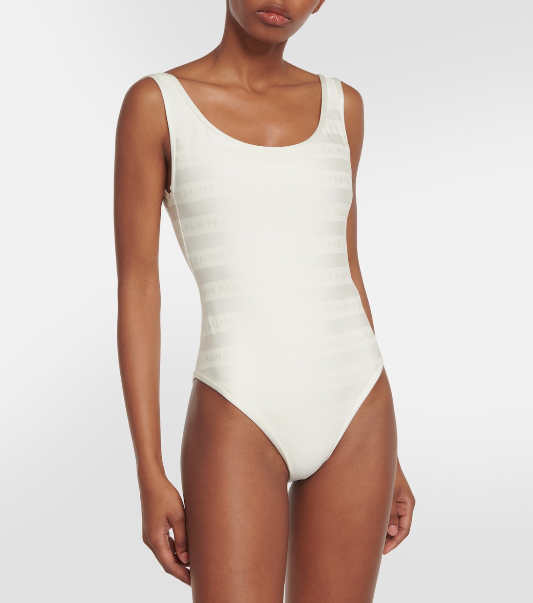 Logo striped swimsuit | Balmain