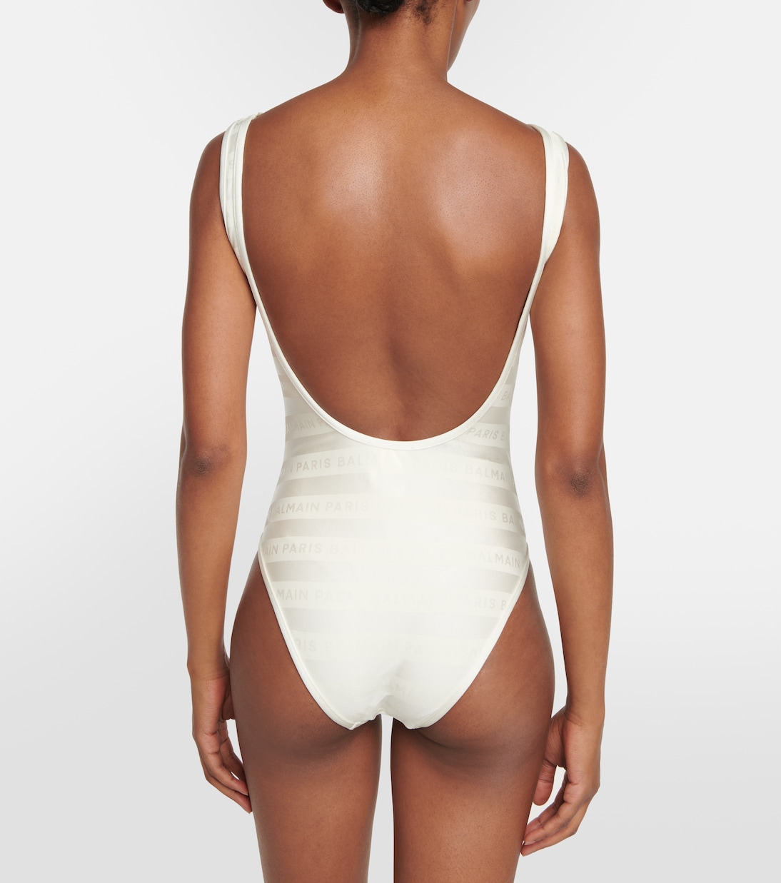 Logo striped swimsuit | Balmain