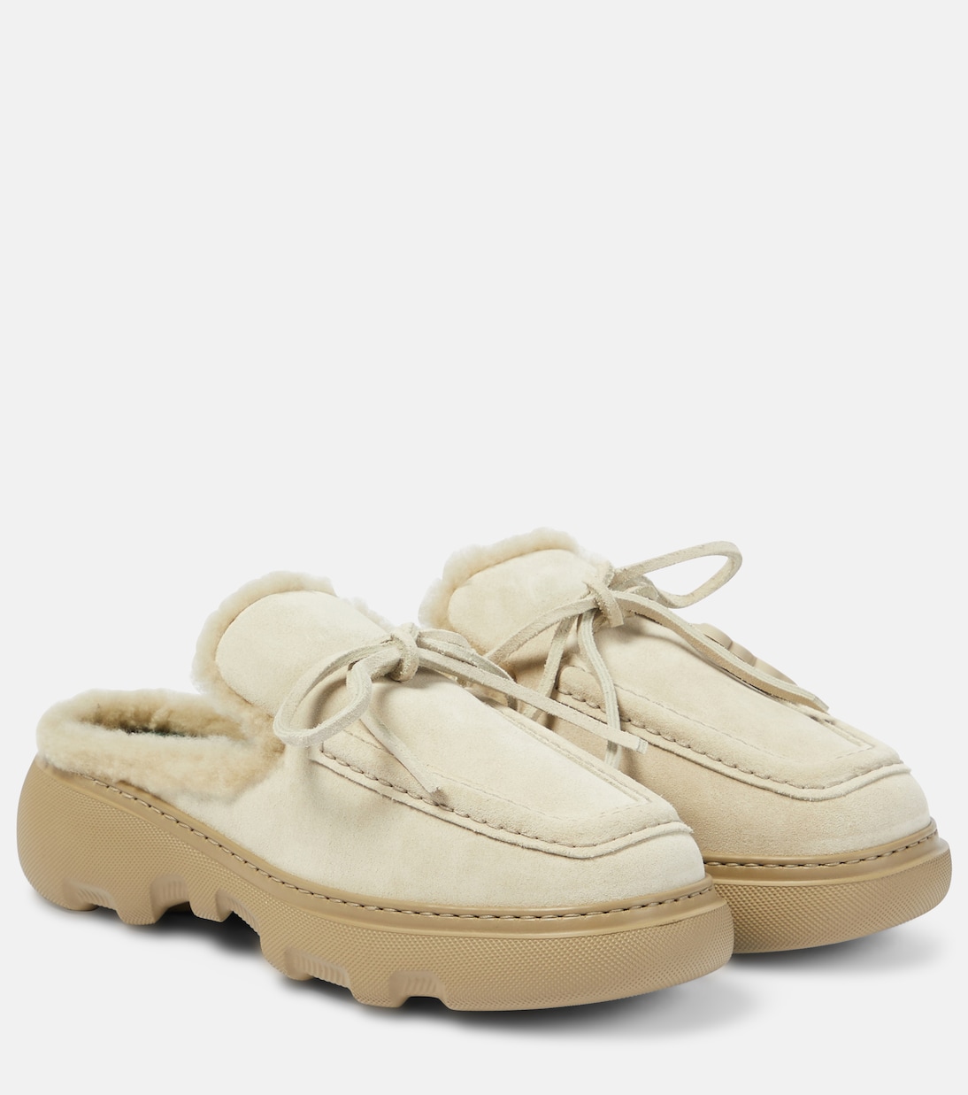Slippers EKD aus Veloursleder mit Shearling | Burberry