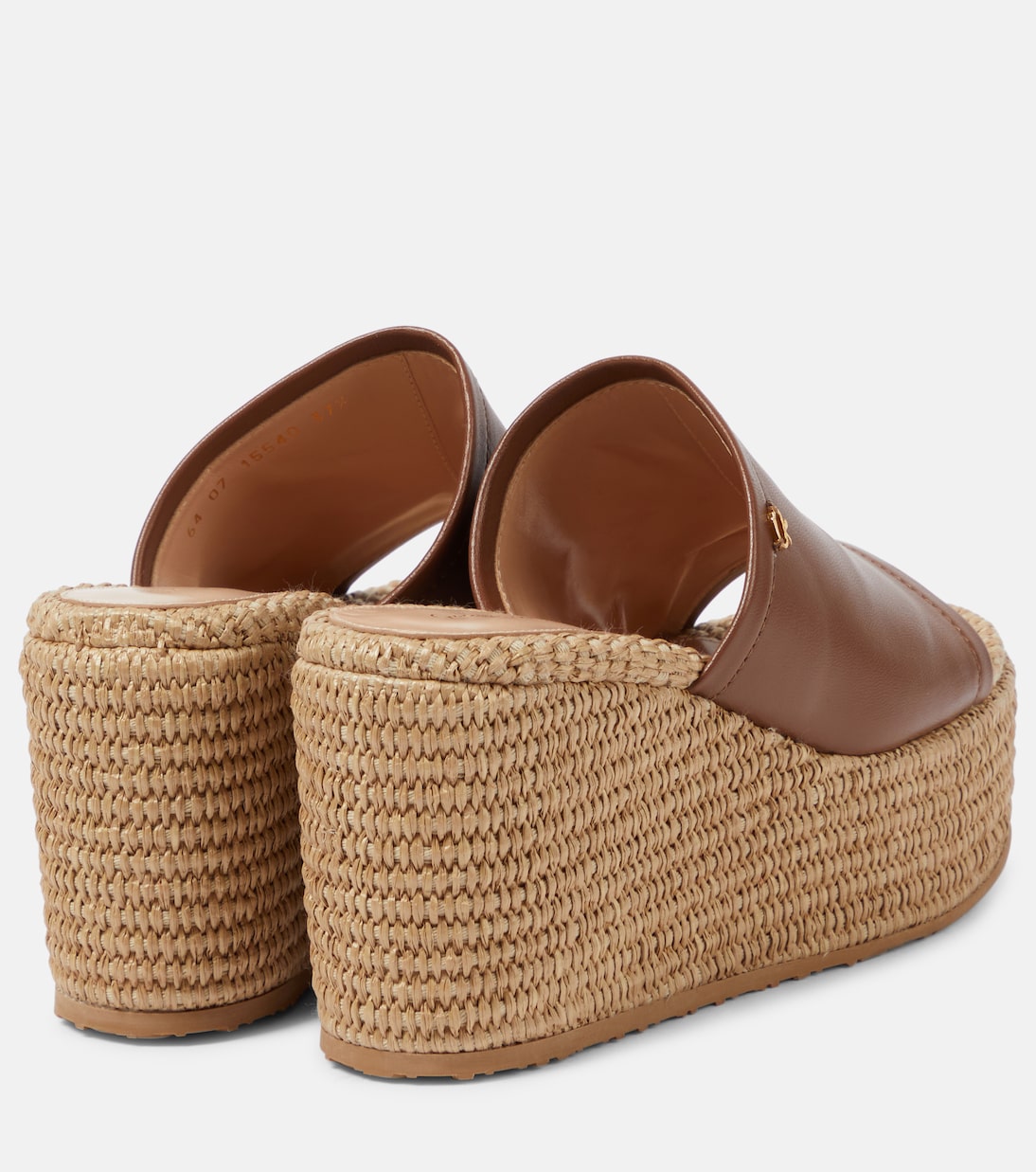 Mules compensées en cuir et raphia | Gianvito Rossi