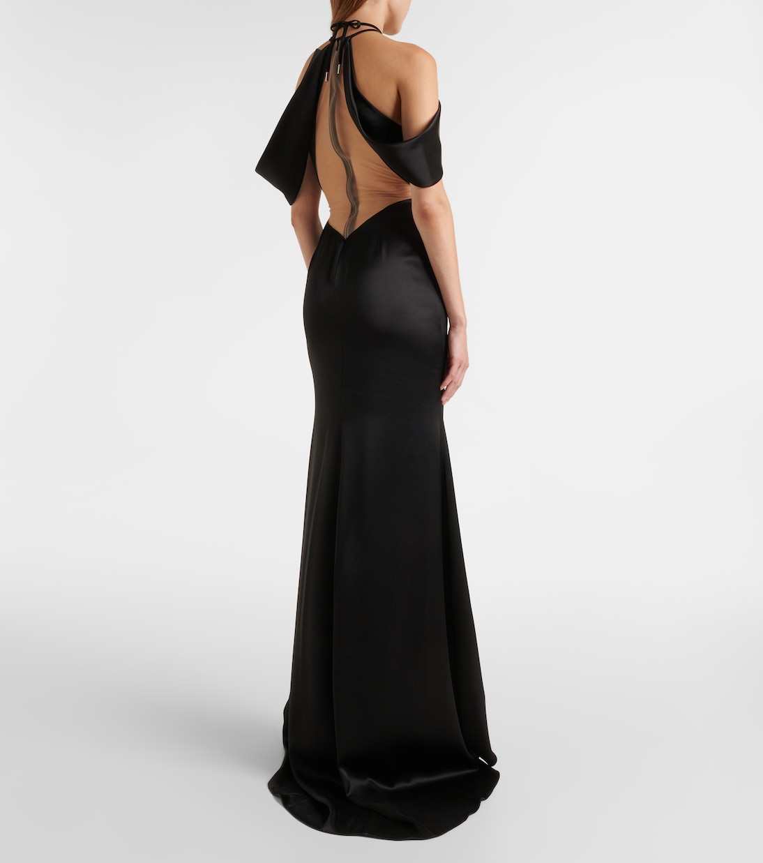 Abito lungo in tulle con scollo bardot | David Koma