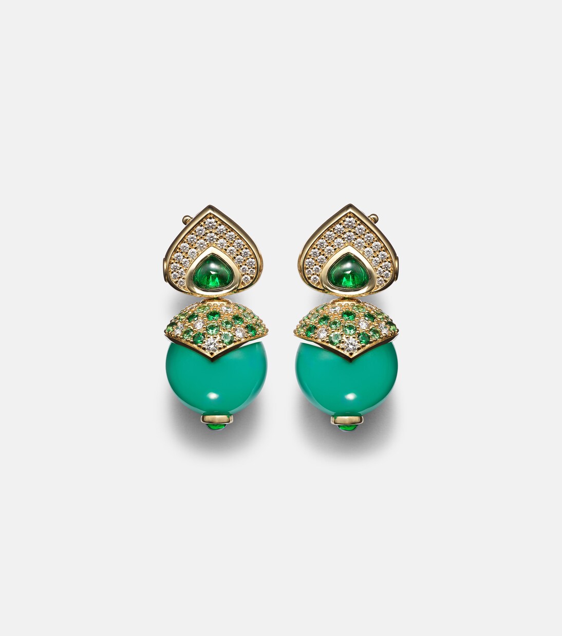 Boucles d'oreilles Stetlia en or 18 ct, chrysoprase et pierres précieuses | Marina B