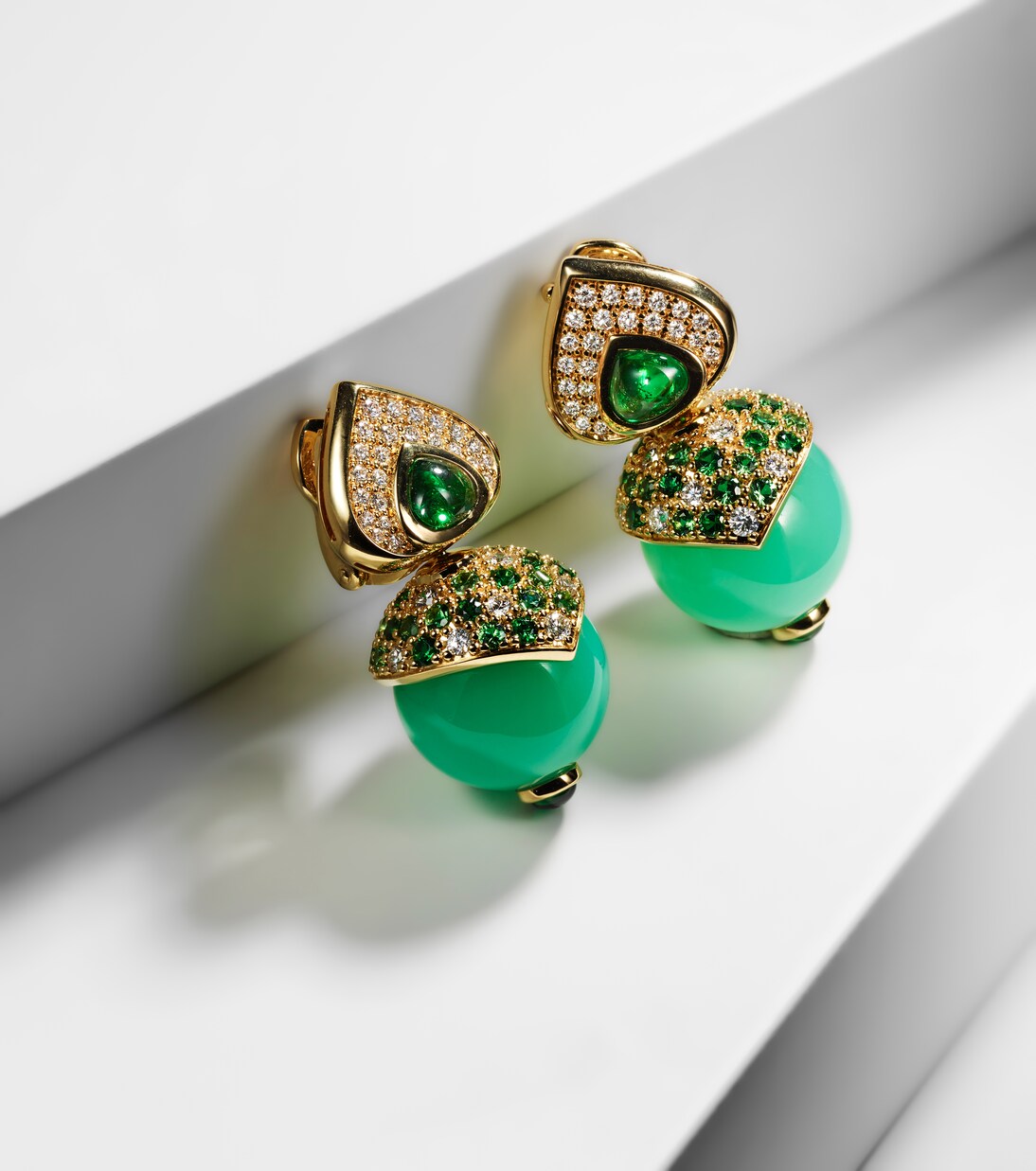 Boucles d'oreilles Stetlia en or 18 ct, chrysoprase et pierres précieuses | Marina B