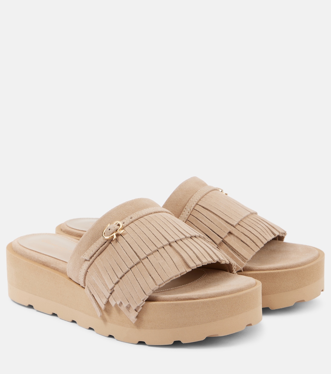 Fringed suede platform slides | Gianvito Rossi