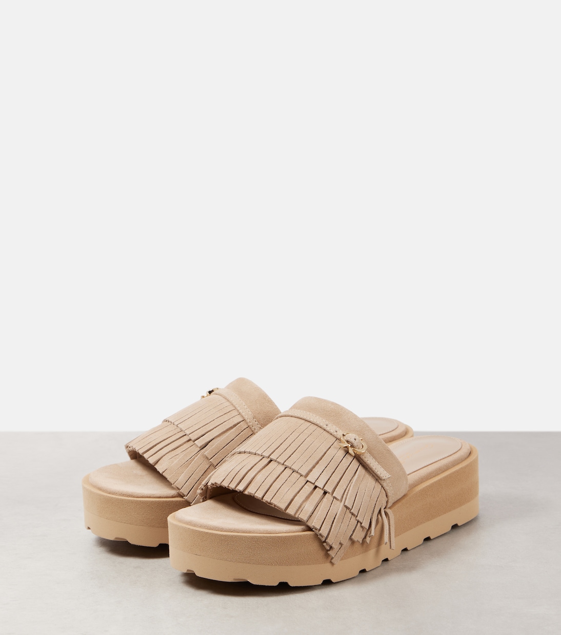 Fringed suede platform slides | Gianvito Rossi