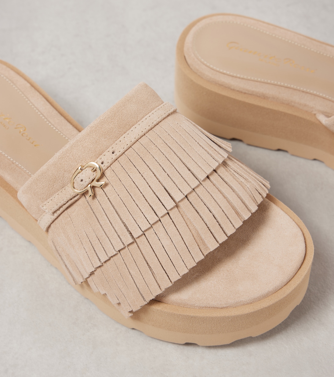 Fringed suede platform slides | Gianvito Rossi