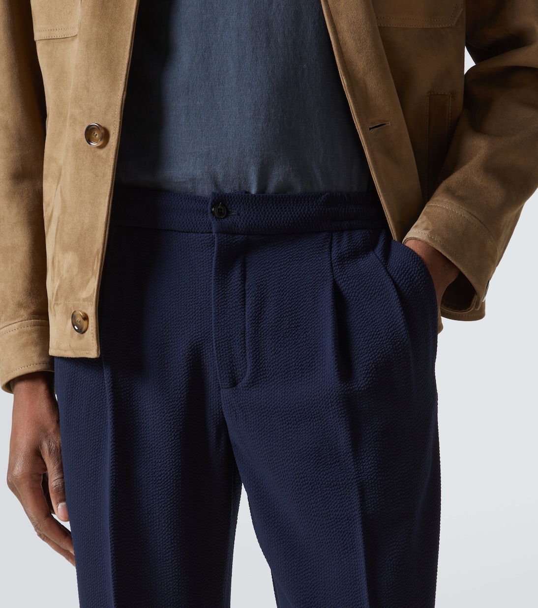 Pantaloni regular in seersucker di lana | Rubinacci