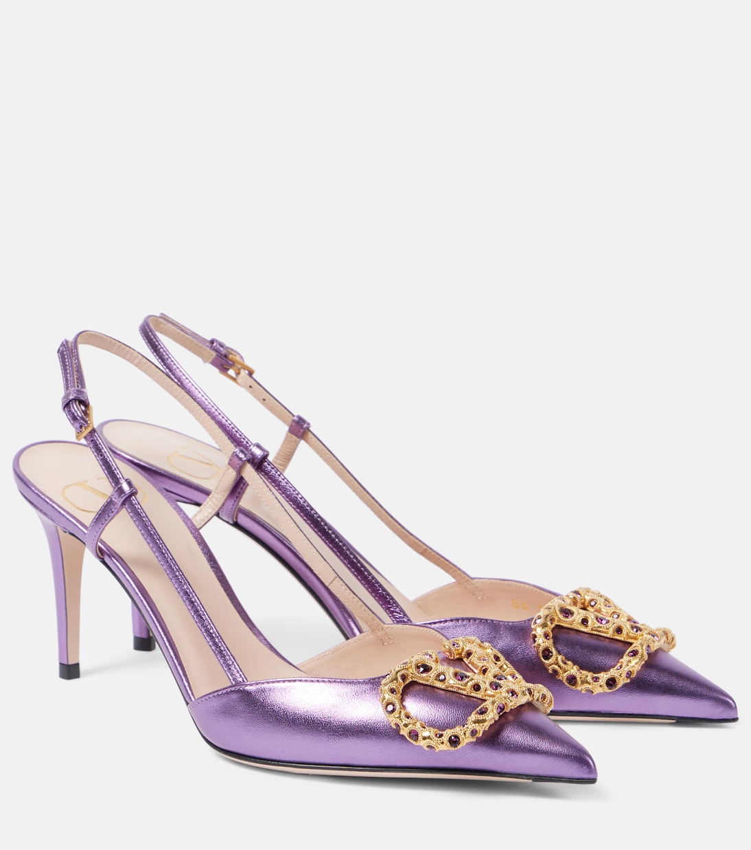 VLogo Signature 80 leather slingback pumps | Valentino Garavani