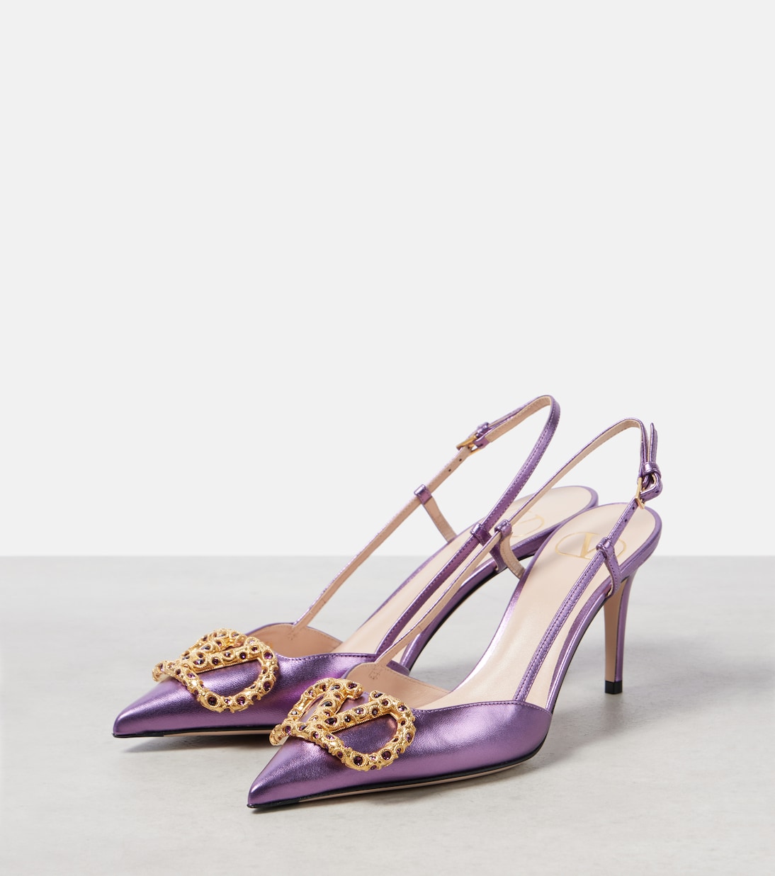 VLogo Signature 80 leather slingback pumps | Valentino Garavani
