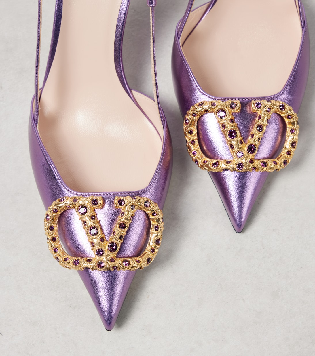 VLogo Signature 80 leather slingback pumps | Valentino Garavani