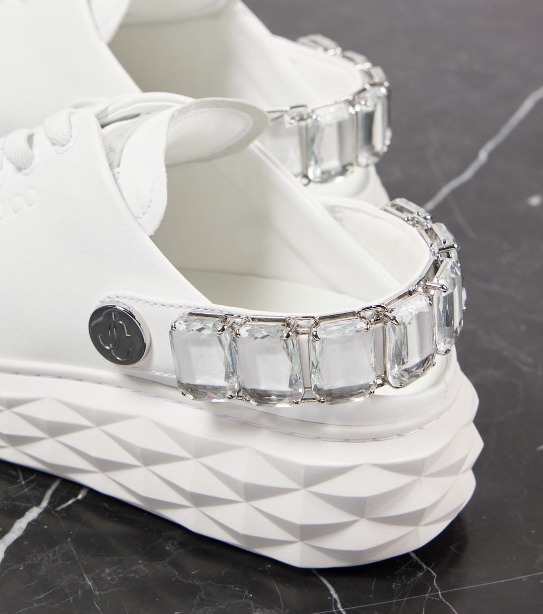 Baskets Diamond Maxi en cuir à paillettes | Jimmy Choo