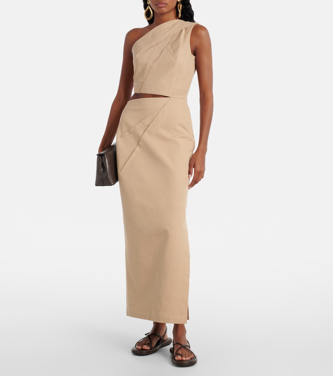 One-Shoulder-Maxikleid aus Twill | Max Mara