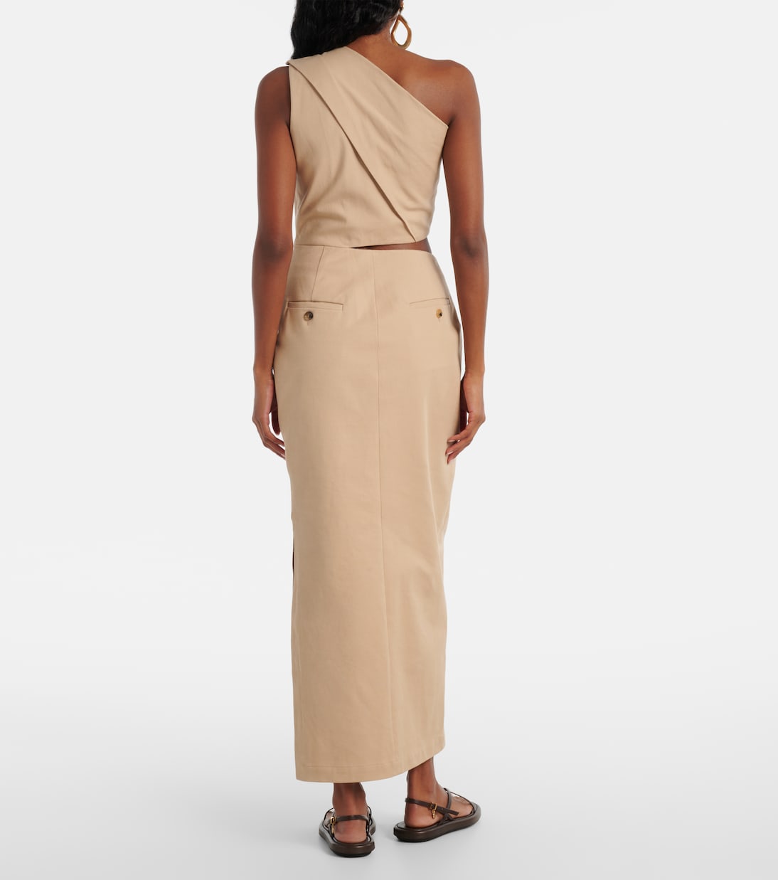 One-Shoulder-Maxikleid aus Twill | Max Mara